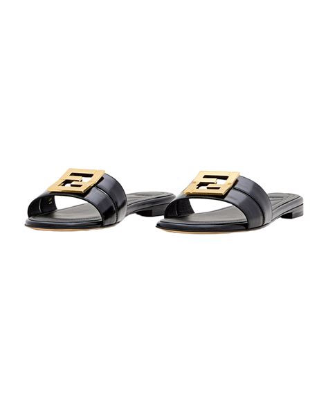 white fendi slides|fendi leather flat slides.